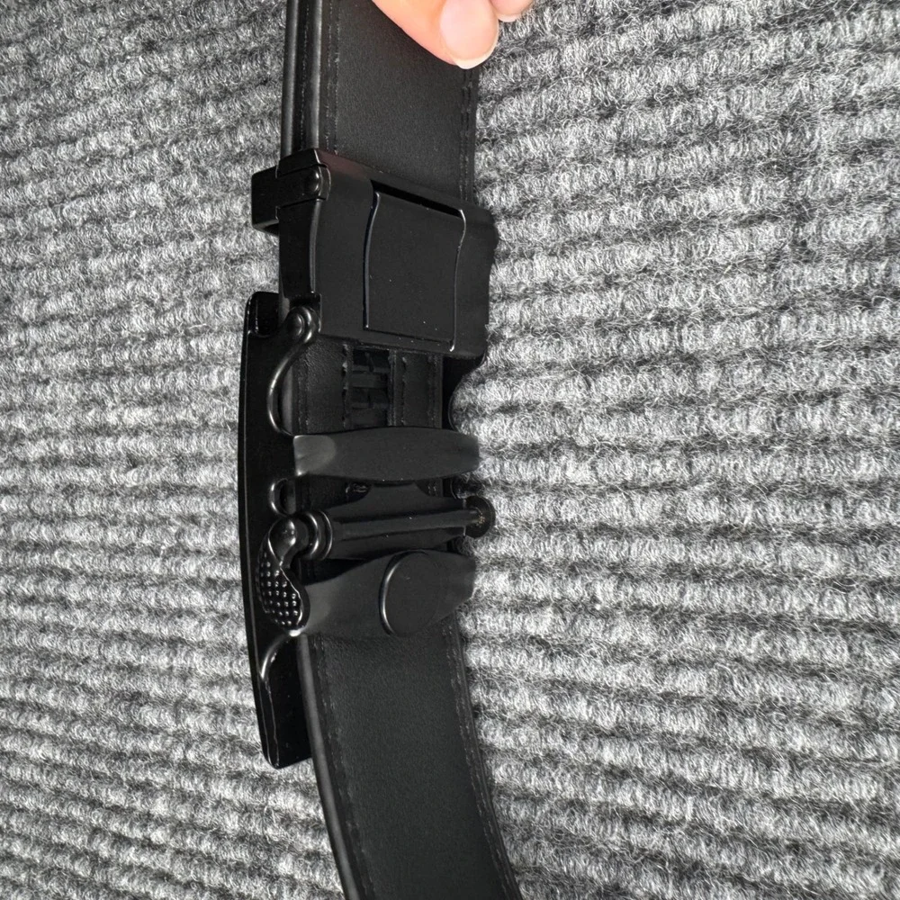 Kings Barber Mens Black Ratchet Belt Automatic Buckle Crown 1250mm Adjustable‎
